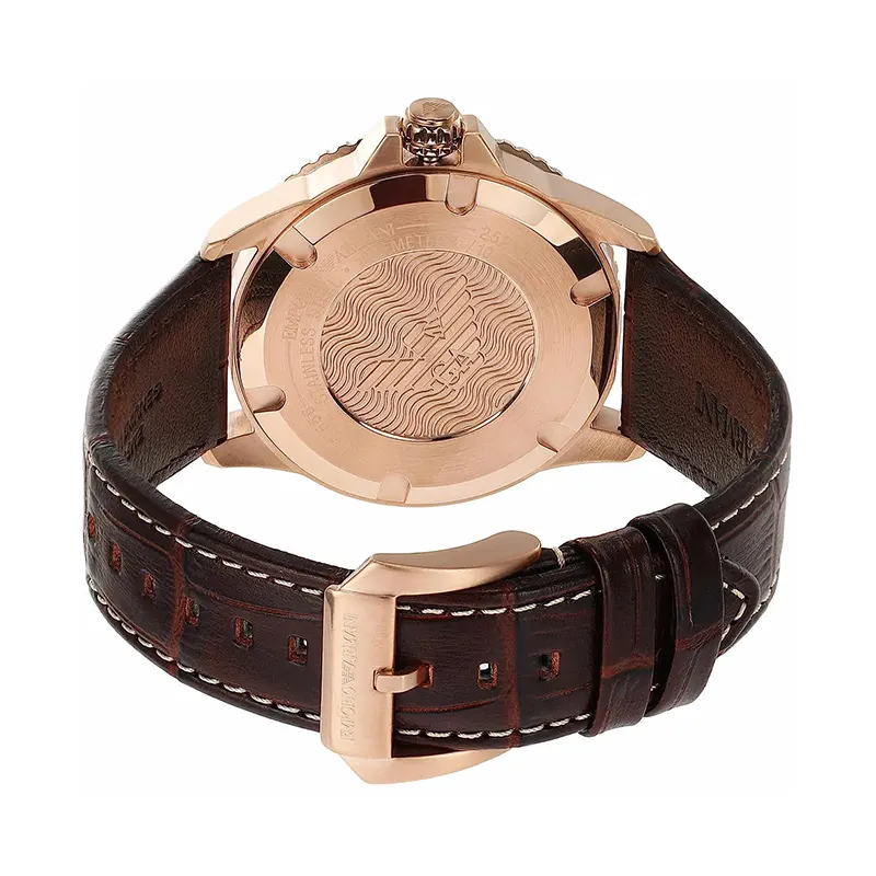 Emporio Armani Diver Blue Dial Leather Men's Watch- AR11556